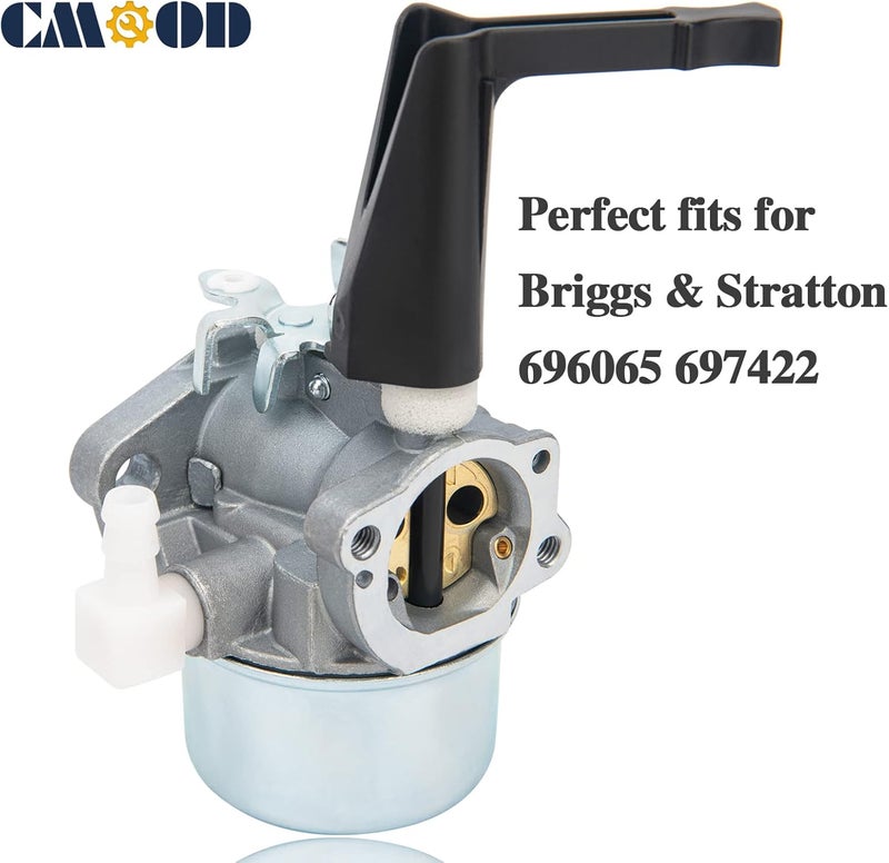 CMOOD 696065 Carburetor Compatible for Briggs & Stratton 697422 110402 110412 215369 Tiller Engine Carb with Mounting Gaskets Kit and 491588S Flat Air Filter Cartridge - Image 2